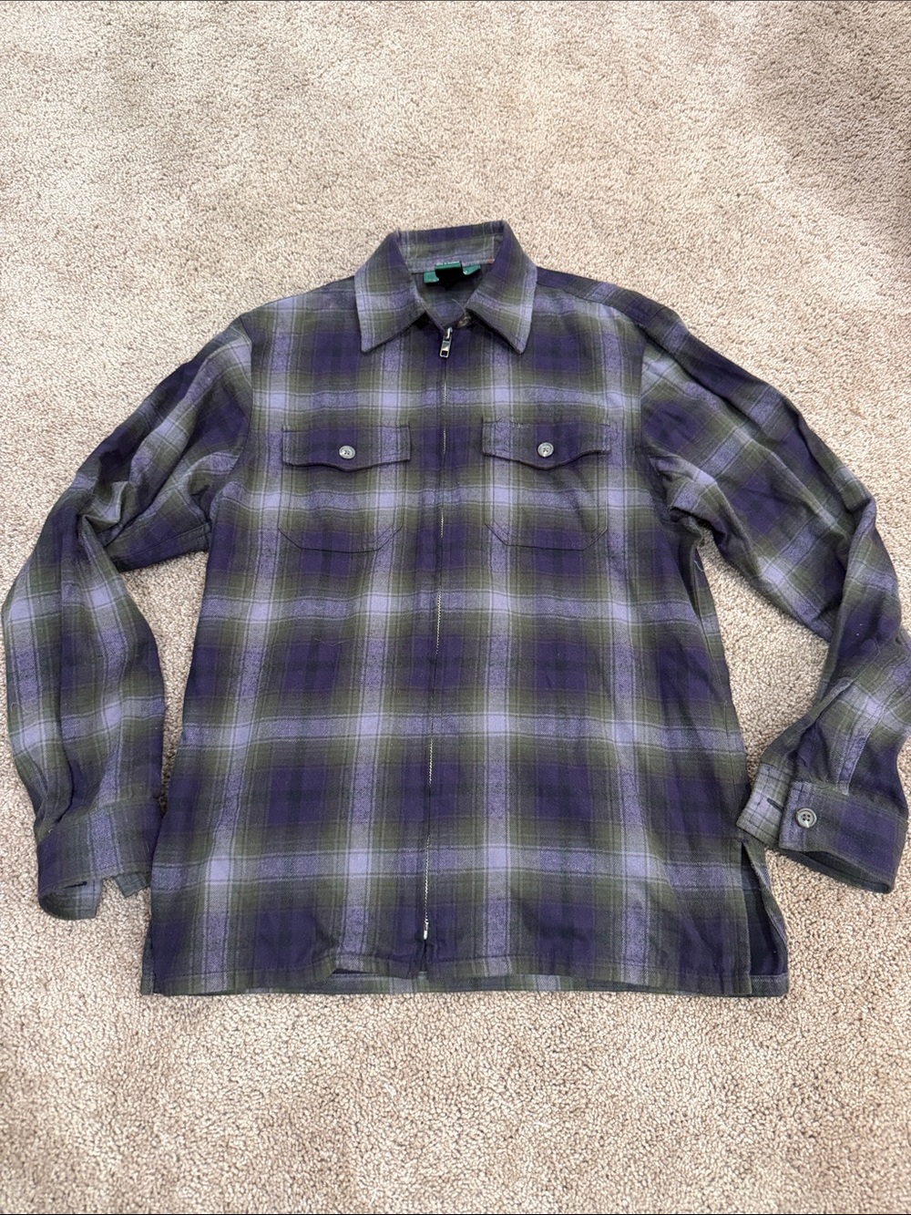 Ralph Lauren Purple and Green Plaid Zip-Front Shirt Jacket